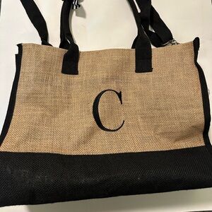 Initial Jute Tote Bag & Makeup Bag, Birthday Gifts for Women Her Mom Wife